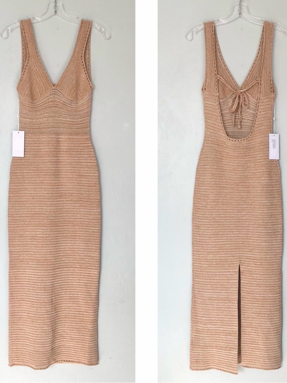 RONNY KOBO Open-Back Sleeveless Knit Sheath Maxi Dress Lark/White Size S